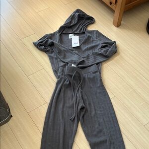 Kendall & Kylie Charcoal Hooded Jumpsuit